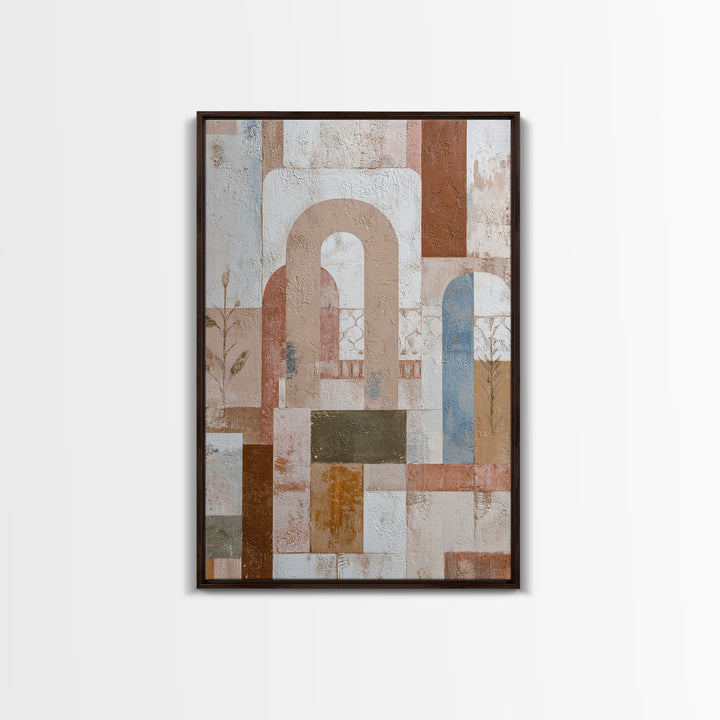 Hand Painted Moroccan Arch Framed Canvas Print, Boho Art, Digital Art, Living Room Decor, Fine Art, Bohemian, Printable Art, BOH-2x3-3