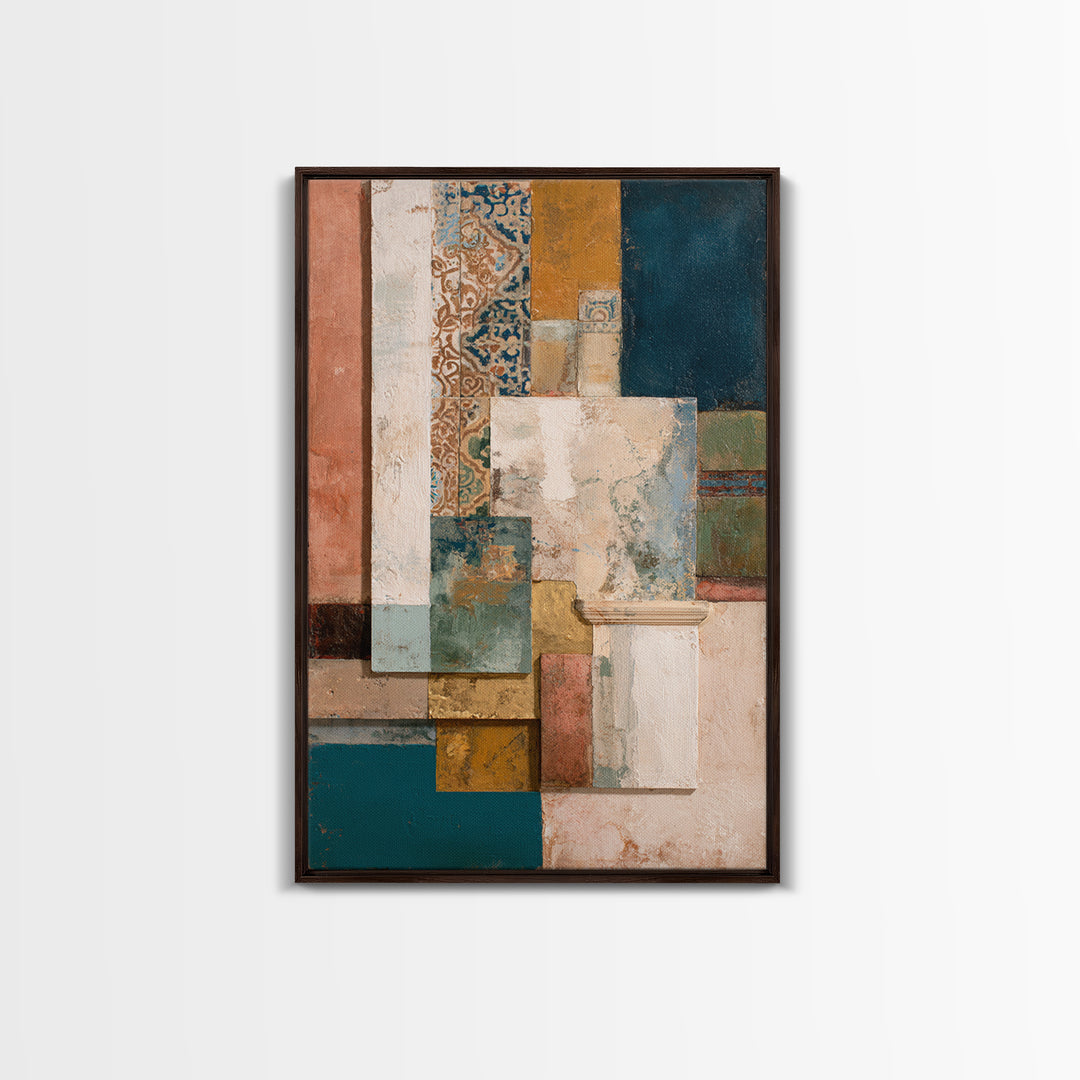 Organic Shape Collage Canvas Print, Boho Art, Home Decor, Living Room Decor, Abstract Art, Bohemian, Artwork, Wallart, BOH-2x3-32