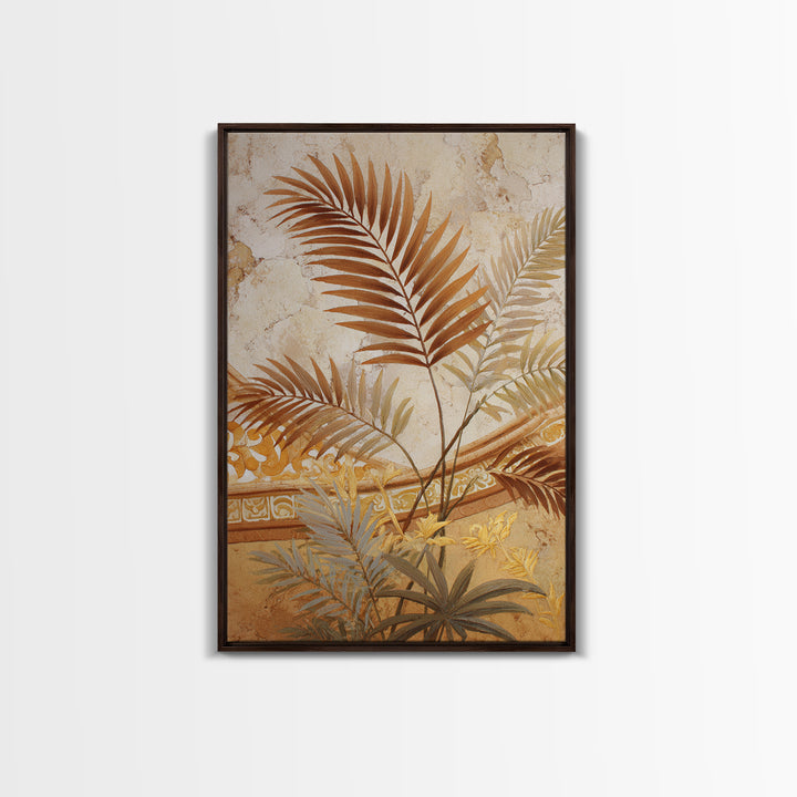 Terracotta Palm Leaves Framed Canvas Print, Boho Art, Digital Print, Living Room Decor, Fine Art, Bohemian, Gallery Decor, BOH-2x3-37
