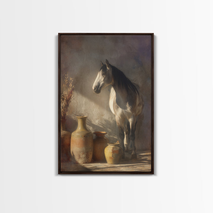 Wild Horse in Dusty Golden Light Canvas Print, Boho Art, Printable Wall Art, Living Room Decor, Bohemian, Abstract Wall Art, BOH-2x3-40