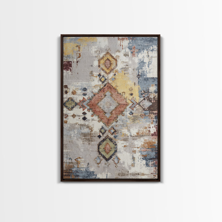 Tribal Neutral Pattern Framed Canvas Print, Boho Art, Printable, Living Room Decor, Fine Art, Bohemian, Abstract Wall Art, BOH-2x3-46