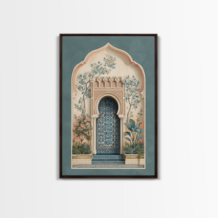 Hand Painted Moroccan Arch Framed Canvas Print, Boho Art, Living Room Decor, Oil Painting, Bohemian, Gallery Decor, BOH-2x3-51