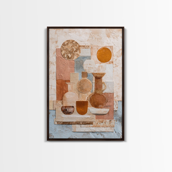 Organic Shape Collage Framed Canvas Print, Boho Art, Digital Art, Living Room Decor, Fine Art, Bohemian, Printable Art, BOH-2x3-56