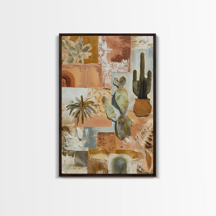 Desert Sun with Cactus and Warm Clay Canvas Print, Boho Art, Set of 3 Prints, Living Room Decor, Fine Art, Bohemian, BOH-2x3-57