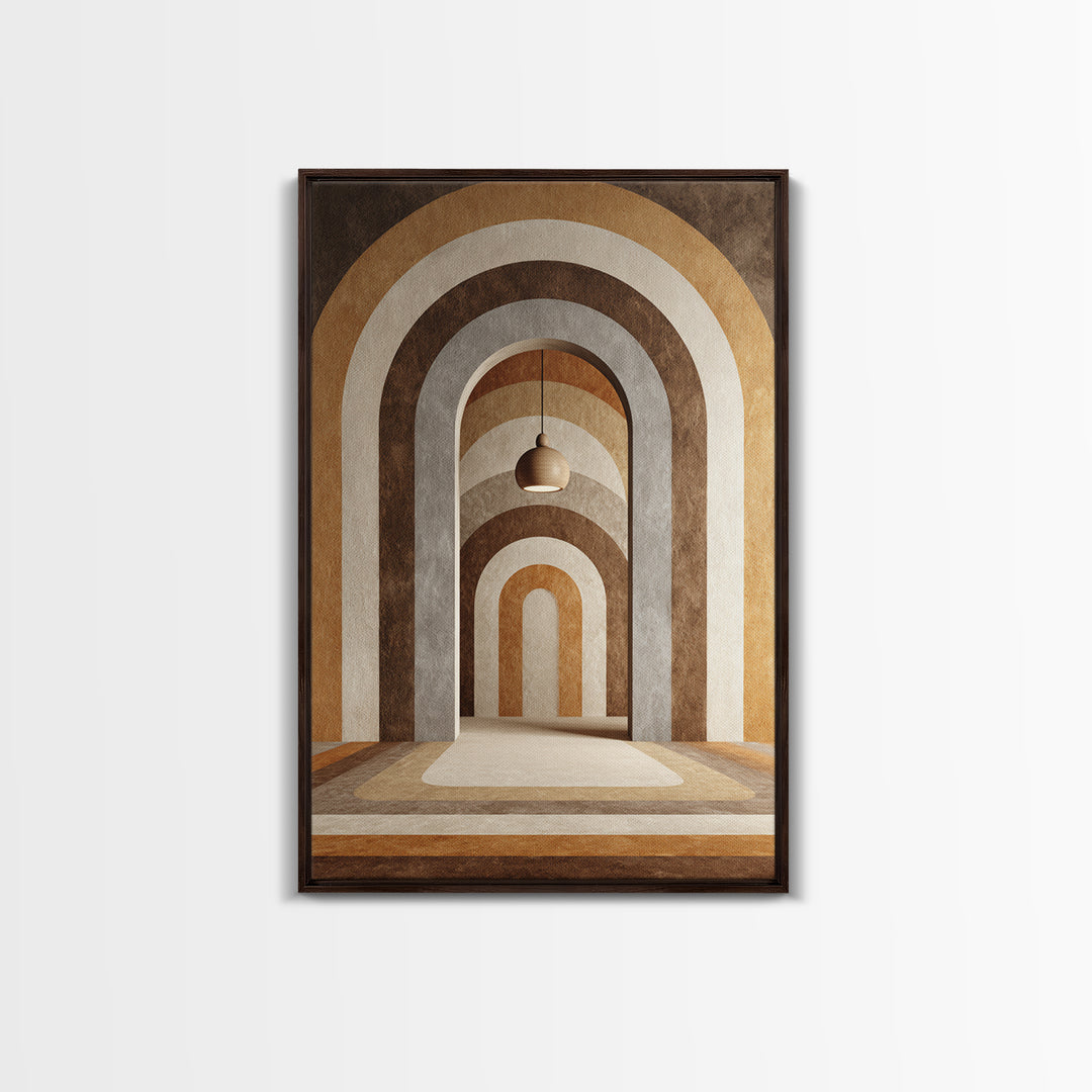 Neutral Rainbow Arches Framed Canvas Print, Boho Art, Boho Decor, Living Room Decor, Abstract Art, Bohemian, Textured Painting, BOH-2x3-59