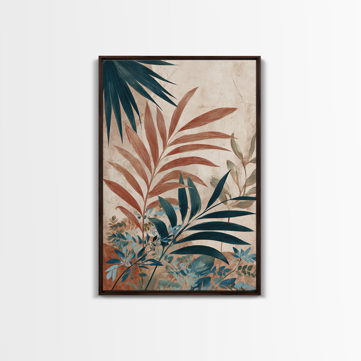 Terracotta Palm Leaves Canvas Print, Boho Art, Wall Art Print, Living Room Decor, Fine Art, Bohemian, Luxury Decor, BOH-2x3-61
