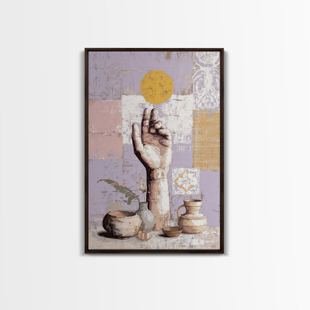 Mystic Hand Holding a Tiny Sun Canvas Print, Boho Art, Canvas Art, Living Room Decor, Abstract Art, Bohemian, Wall Art Set, BOH-2x3-62