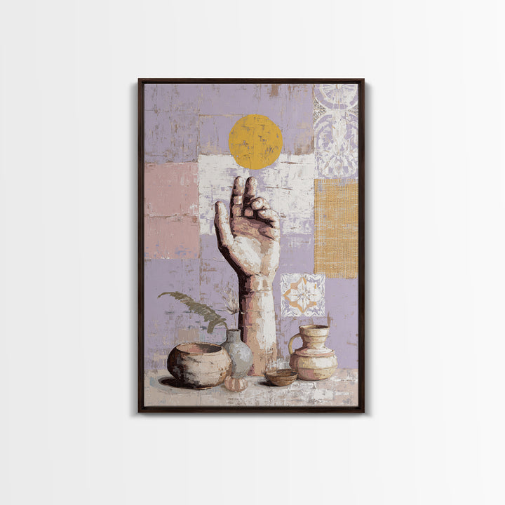 Mystic Hand Holding a Tiny Sun Canvas Print, Boho Art, Canvas Art, Living Room Decor, Abstract Art, Bohemian, Wall Art Set, BOH-2x3-62
