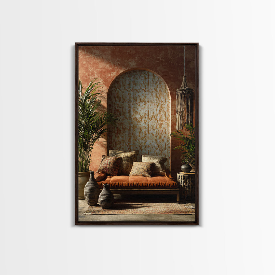 Macrame Geometric Fringe Pattern Framed Canvas Print, Boho Art, Living Room Wall Art, Living Room Decor, Abstract Art, Bohemian, BOH-2x3-63