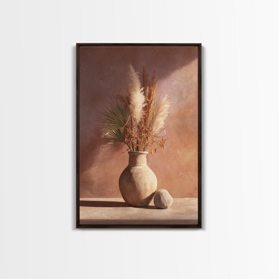 Bohemian Vase with Dried Pampas Grass Canvas Print, Boho Art, Modern Wall Art, Living Room Decor, Fine Art, Bohemian, BOH-2x3-65