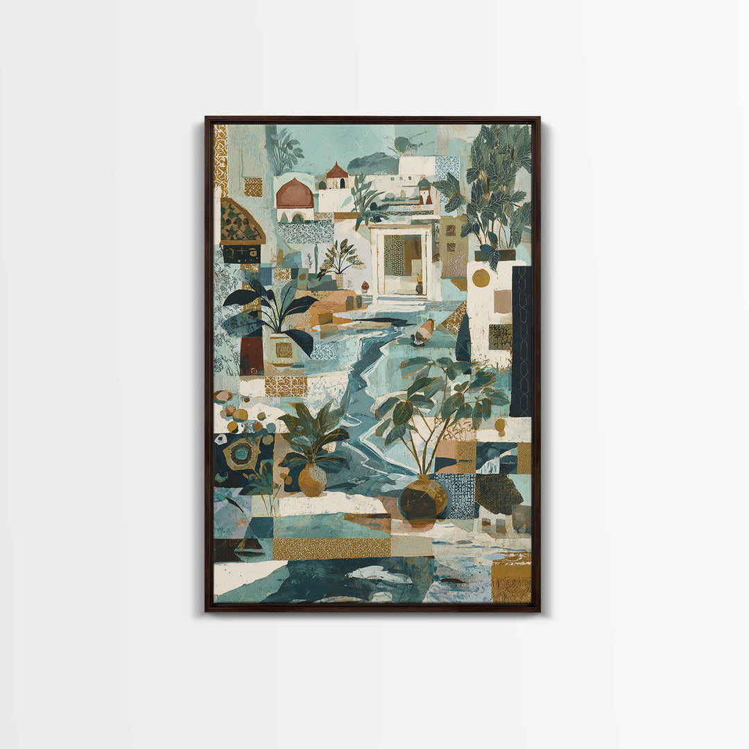 Earth Tone Mountain and River Abstraction Canvas Print, Boho Art, Wall Print, Living Room Decor, Bohemian, Minimalist Decor, BOH-2x3-67