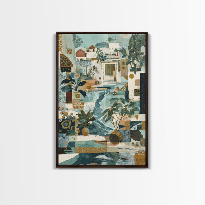 Earth Tone Mountain and River Abstraction Canvas Print, Boho Art, Wall Print, Living Room Decor, Bohemian, Minimalist Decor, BOH-2x3-67