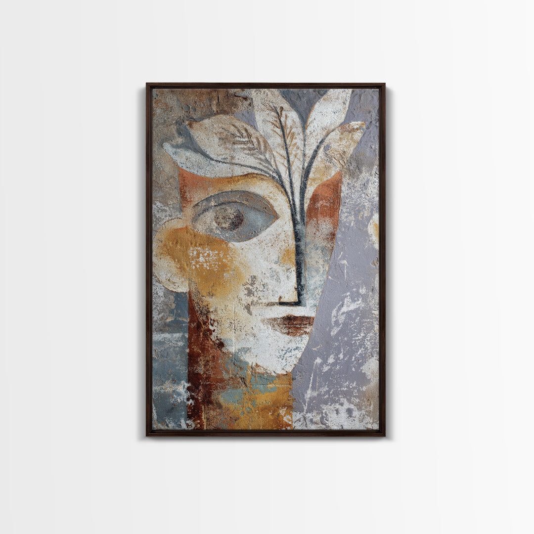 Minimal Black Line Figure Framed Canvas Print, Boho Art, Living Room Wall Art, Living Room Decor, Oil Painting, Bohemian, BOH-2x3-68