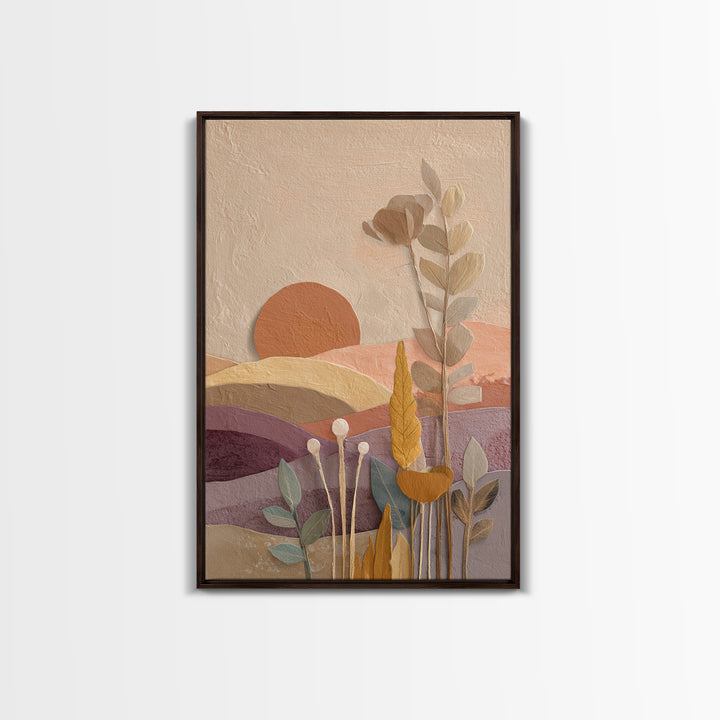 Sunrise over Rolling Dunes in Muted Peach Canvas Print, Boho Art, Wall Print, Living Room Decor, Bohemian, Minimalist Decor, BOH-2x3-77
