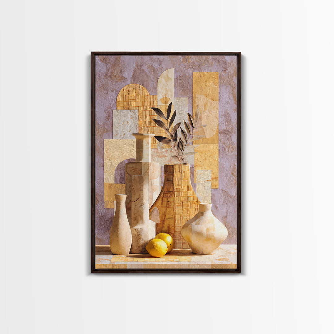 Organic Shape Collage Framed Canvas Print, Boho Art, Room Decor, Living Room Decor, Abstract Art, Bohemian, Printable, BOH-2x3-8