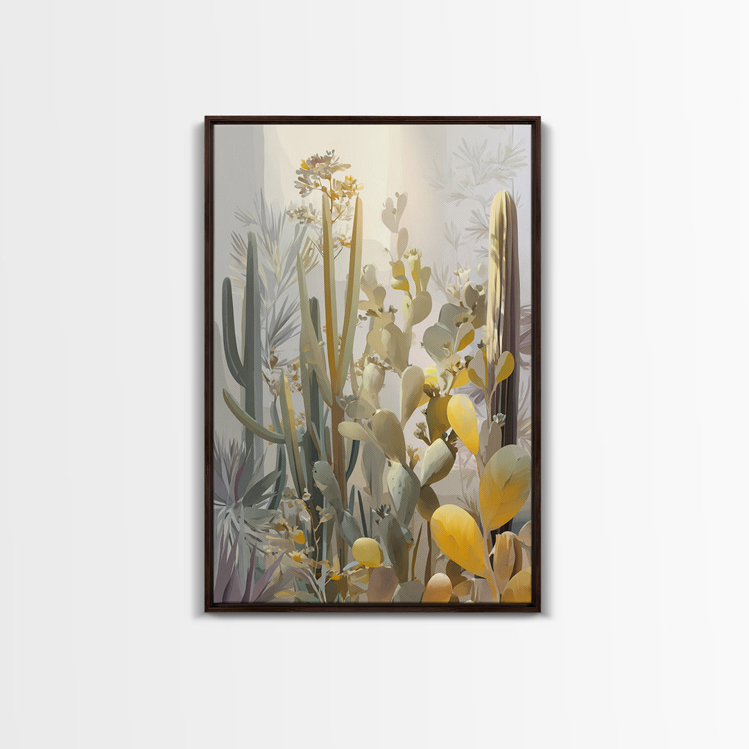 Desert Sun with Cactus and Warm Clay Canvas Print, Boho Art, Canvas Art, Living Room Decor, Fine Art, Bohemian, Wall Art Set, BOH-2x3-9