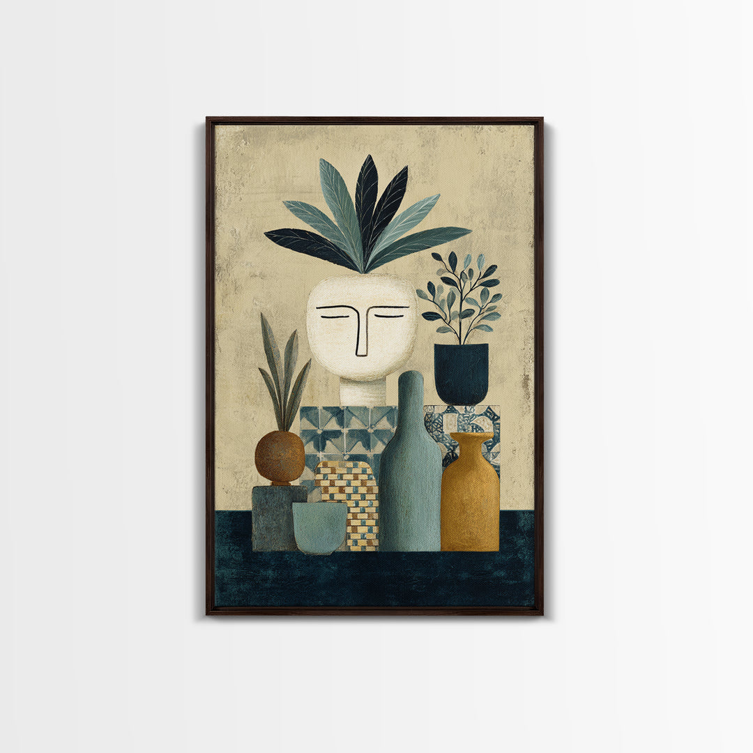 Minimal Black Line Figure Framed Canvas Print, Boho Art, Printable, Living Room Decor, Fine Art, Bohemian, Abstract Wall Art, BOH-2x3-92