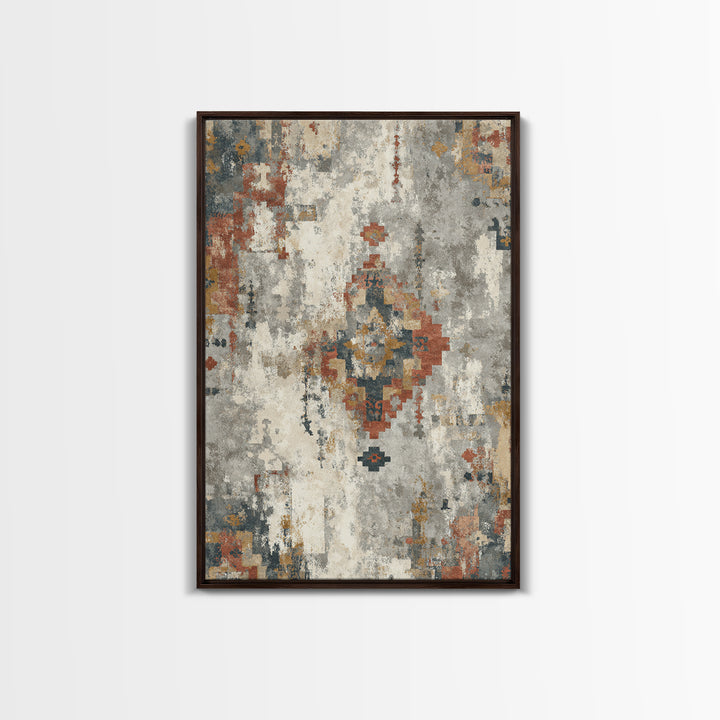 Tribal Neutral Pattern Framed Canvas Print, Boho Art, Printable Art, Living Room Decor, Fine Art, Bohemian, Neutral Decor, BOH-2x3-94