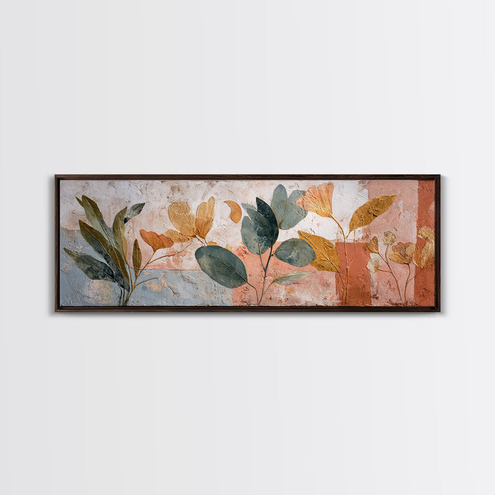 Sage Green Eucalyptus and Crescent Moon Framed Canvas Print, Boho Art, Fine Art Print, Living Room Decor, Fine Art, Bohemian, BOH-3x1-15