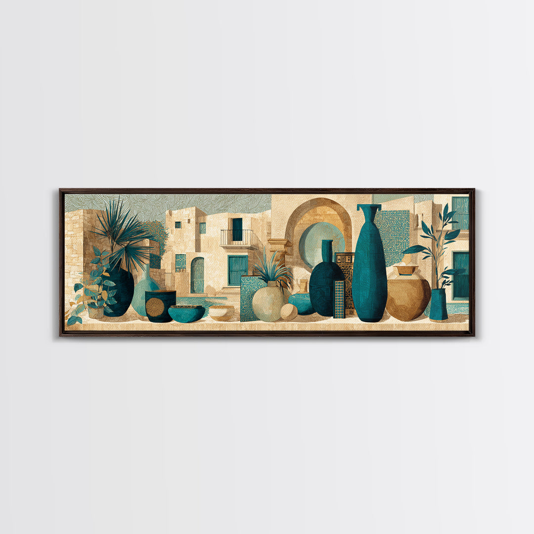 Organic Shape Collage Canvas Print, Boho Art, Abstract Wall Art, Living Room Decor, Abstract Art, Bohemian, Fine Art Print, BOH-3x1-16