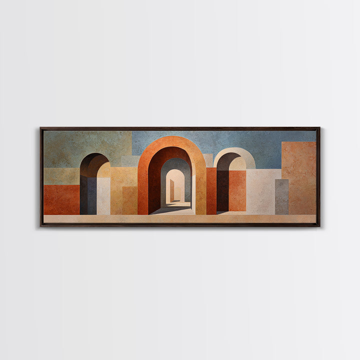 Neutral Rainbow Arches Canvas Print, Boho Art, Minimalist Decor, Living Room Decor, Abstract Art, Bohemian, Digital Wall Art, BOH-3x1-19