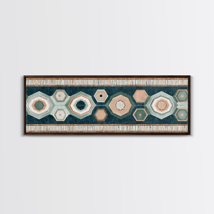 Macrame Geometric Fringe Pattern Framed Canvas Print, Boho Art, Contemporary Art, Living Room Decor, Abstract Art, Bohemian, BOH-3x1-23