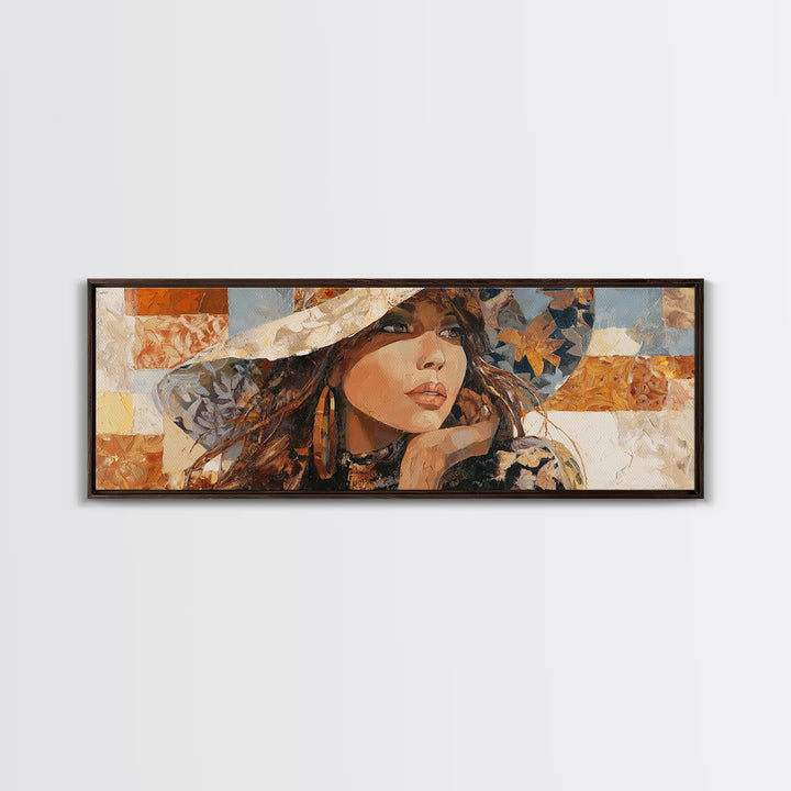 Desert Woman Portrait Canvas Print, Boho Art, Home Decor, Living Room Decor, Fine Art, Bohemian, Artwork, Wallart, Art Nouveau, BOH-3x1-31