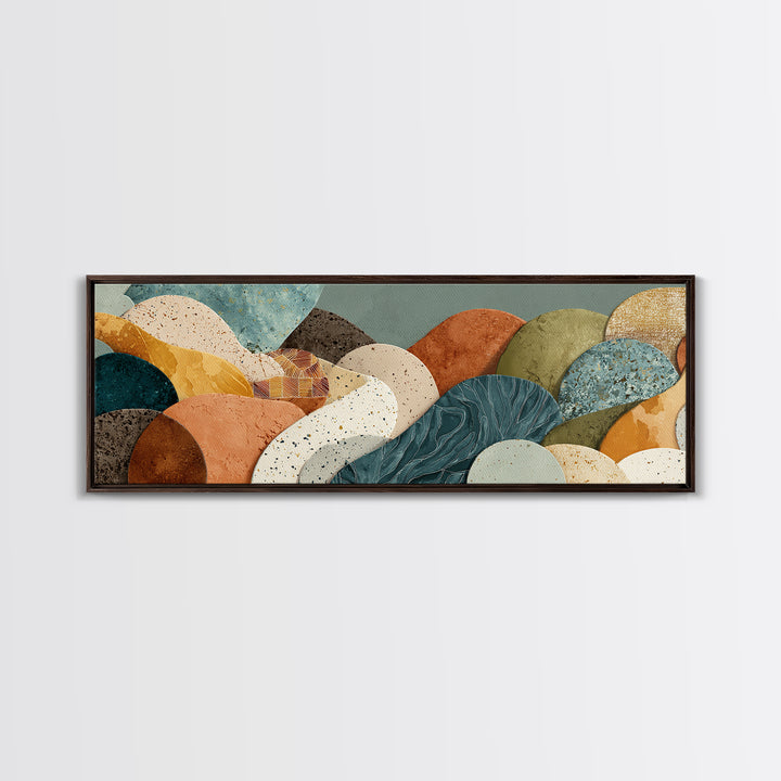 Abstract Clay Shapes Framed Canvas Print, Boho Art, Gallery Decor, Living Room Decor, Abstract Art, Bohemian, Home Decor, BOH-3x1-32