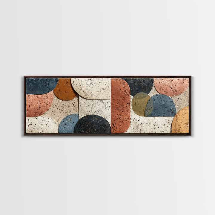Abstract Clay Shapes Framed Canvas Print, Boho Art, Wall Art, Living Room Decor, Fine Art, Bohemian, Art Deco, Artwork, BOH-3x1-56