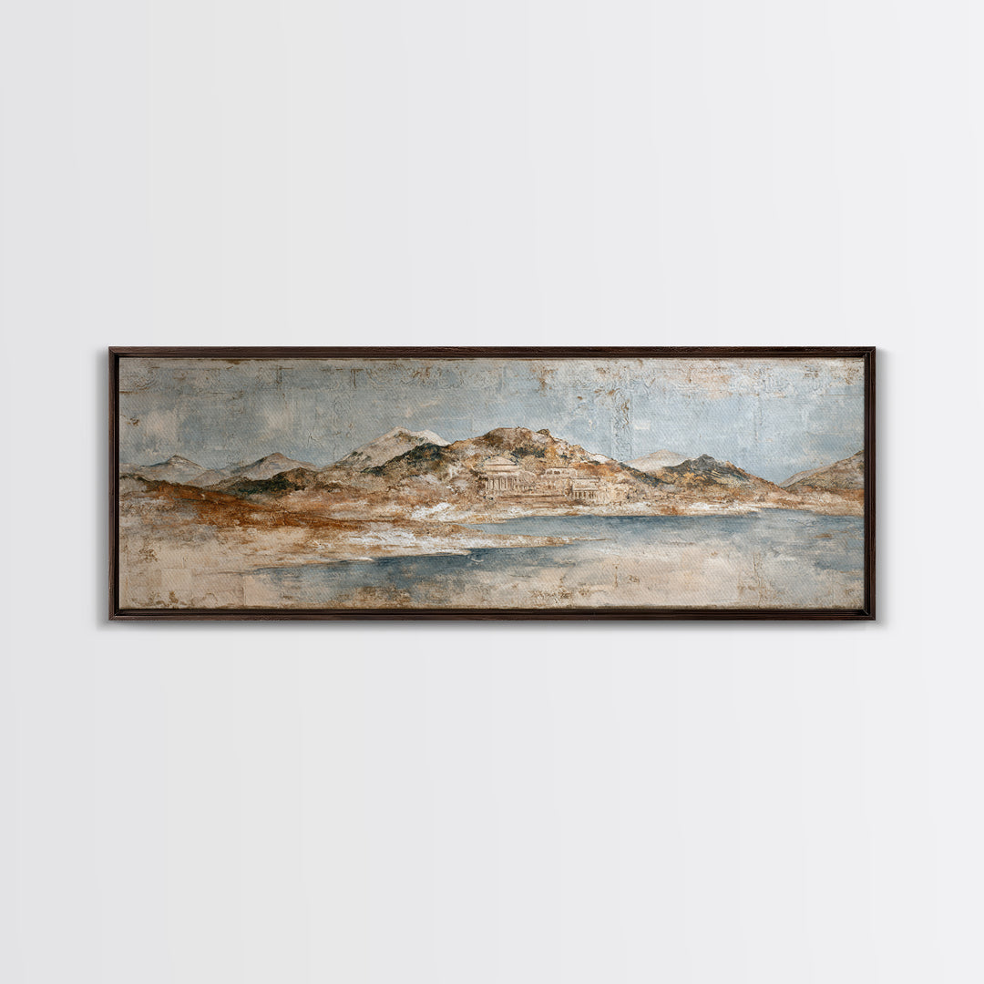 Earth Tone Mountain and River Abstraction Canvas Print, Boho Art, Canvas Art, Living Room Decor, Bohemian, Wall Art Set, BOH-3x1-75