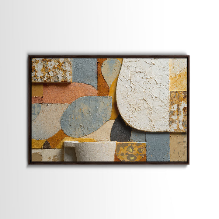 Organic Shape Collage Framed Canvas Print, Boho Art, Digital Wall Art, Living Room Decor, Abstract Art, Bohemian, Garden Art, BOH-3x2-100