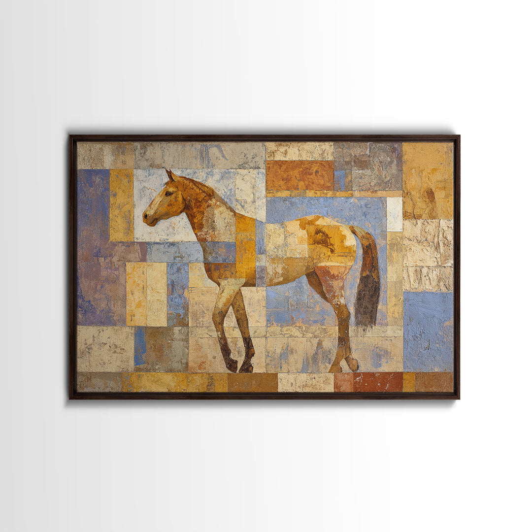 Wild Horse in Dusty Golden Light Canvas Print, Boho Art, Neutral Decor, Living Room Decor, Fine Art, Bohemian, Wall Decor, BOH-3x2-12