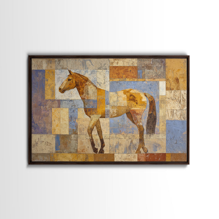 Wild Horse in Dusty Golden Light Canvas Print, Boho Art, Neutral Decor, Living Room Decor, Fine Art, Bohemian, Wall Decor, BOH-3x2-12
