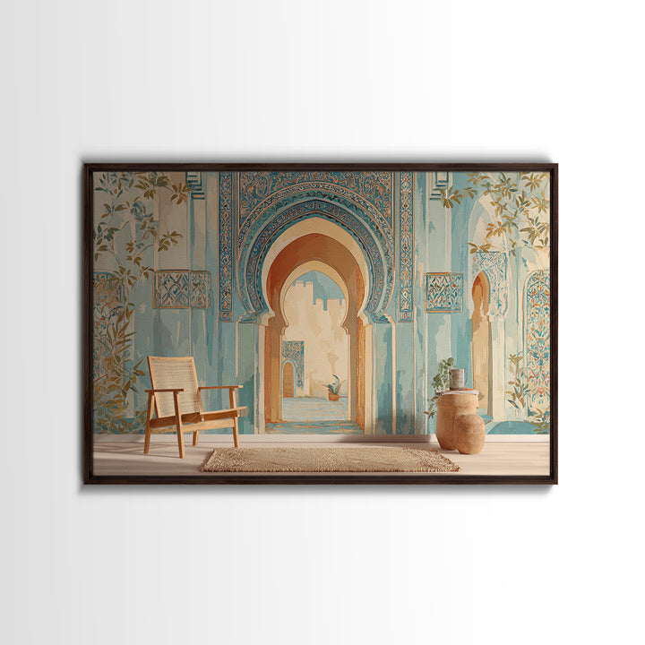 Hand Painted Moroccan Arch Framed Canvas Print, Boho Art, Room Decor, Living Room Decor, Fine Art, Bohemian, Printable, BOH-3x2-23
