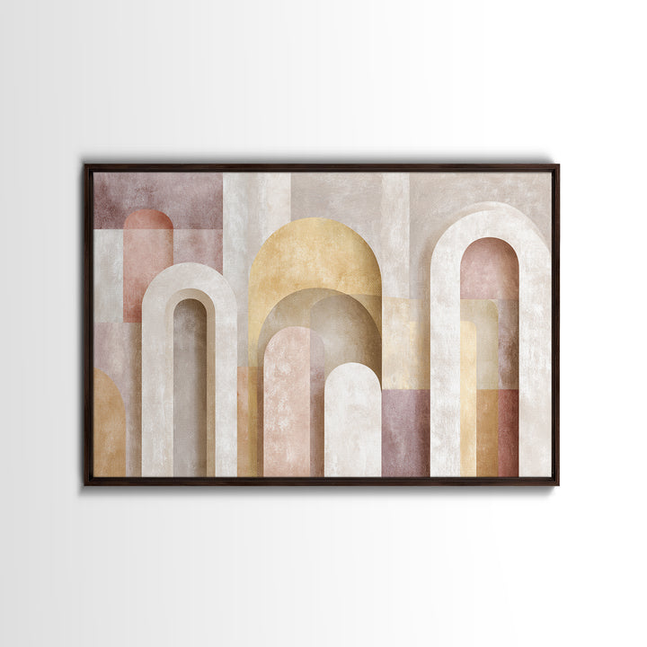 Neutral Rainbow Arches Framed Canvas Print, Boho Art, Wall Decor, Living Room Decor, Abstract Art, Bohemian, Art Nouveau, BOH-3x2-31