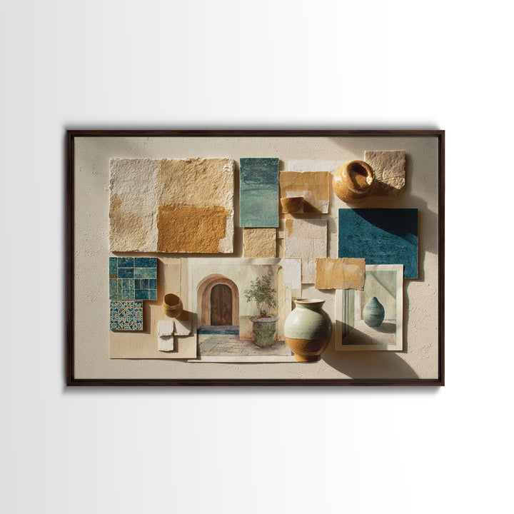 Organic Shape Collage Canvas Print, Boho Art, Wall Art Print, Living Room Decor, Abstract Art, Bohemian, Luxury Decor, BOH-3x2-4