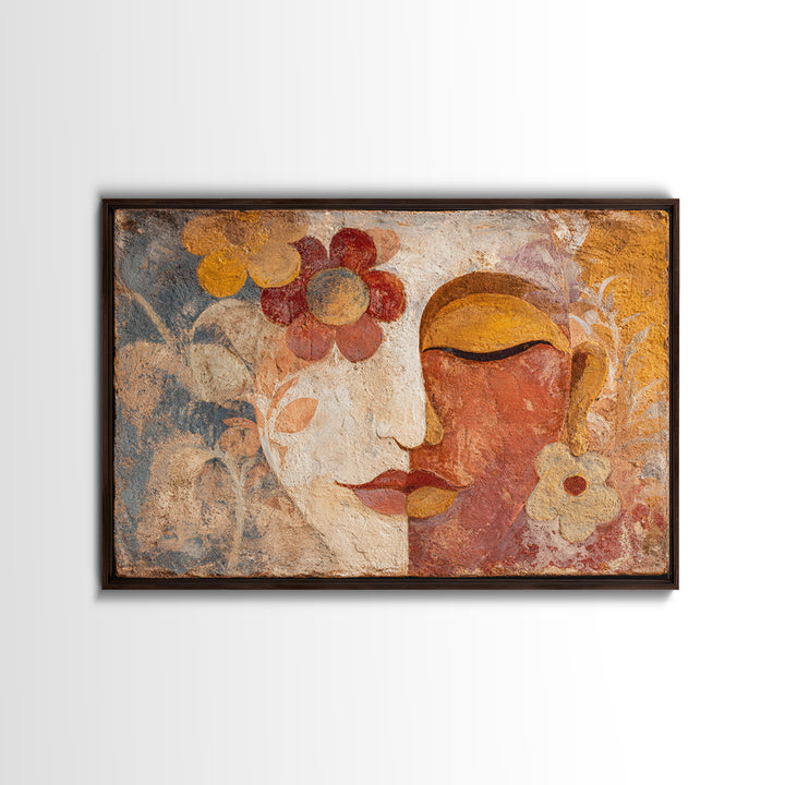 Abstract Female Face Canvas Print, Boho Art, Art Print, Living Room Decor, Watercolor Art, Bohemian, Printable Art, BOH-3x2-56