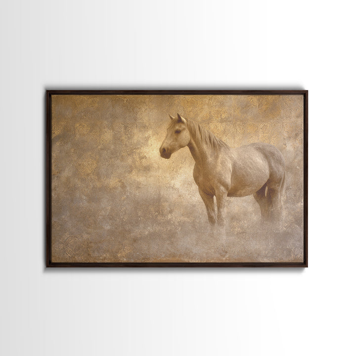 Wild Horse in Dusty Golden Light Canvas Print, Boho Art, Art Deco, Living Room Decor, Fine Art, Bohemian, Modern Wall Art, BOH-3x2-84