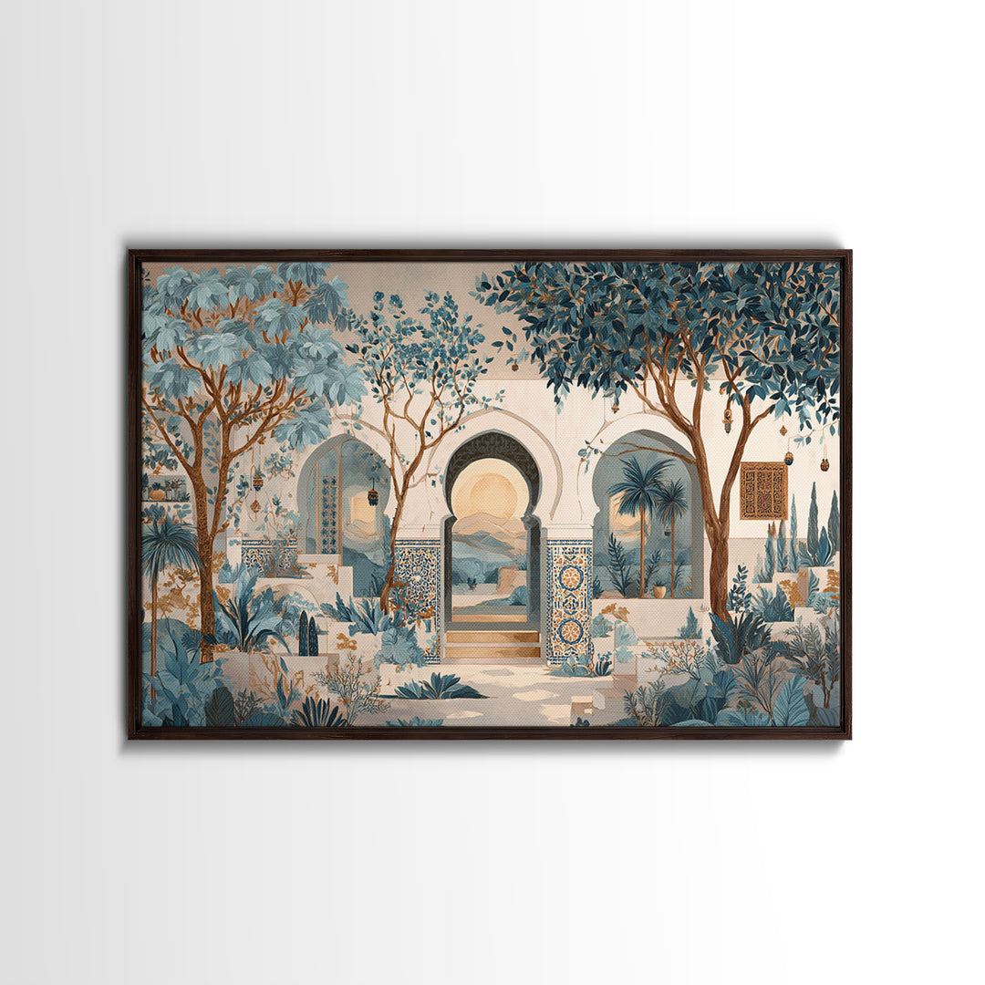 Hand Painted Moroccan Arch Framed Canvas Print, Boho Art, Boho Wall Art, Living Room Decor, Bohemian, Statement Artwork, BOH-3x2-95