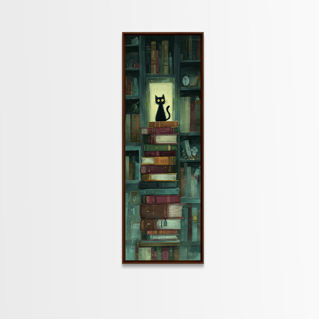Bookshop Window Cat Canvas Print, Bookstore Art, Printable Wall Art, Bookstore Decor, Fine Art, Literary, Whimsical Art, BOO-1x3-23