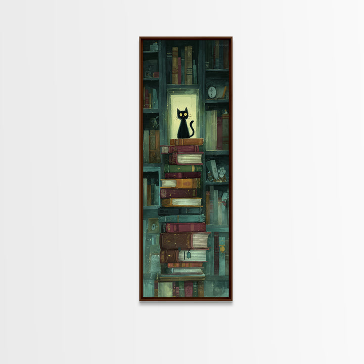 Bookshop Window Cat Canvas Print, Bookstore Art, Printable Wall Art, Bookstore Decor, Fine Art, Literary, Whimsical Art, BOO-1x3-23