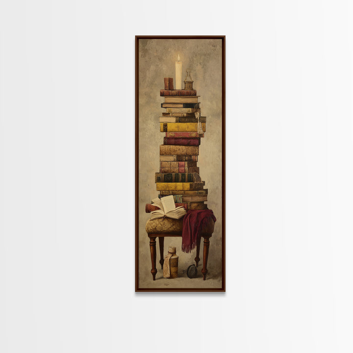 Cozy Reading Chair Still Life Without Room Canvas Print, Bookstore Art, Reading Nook Decor, Bookstore Decor, Fine Art, Literary, BOO-1x3-41