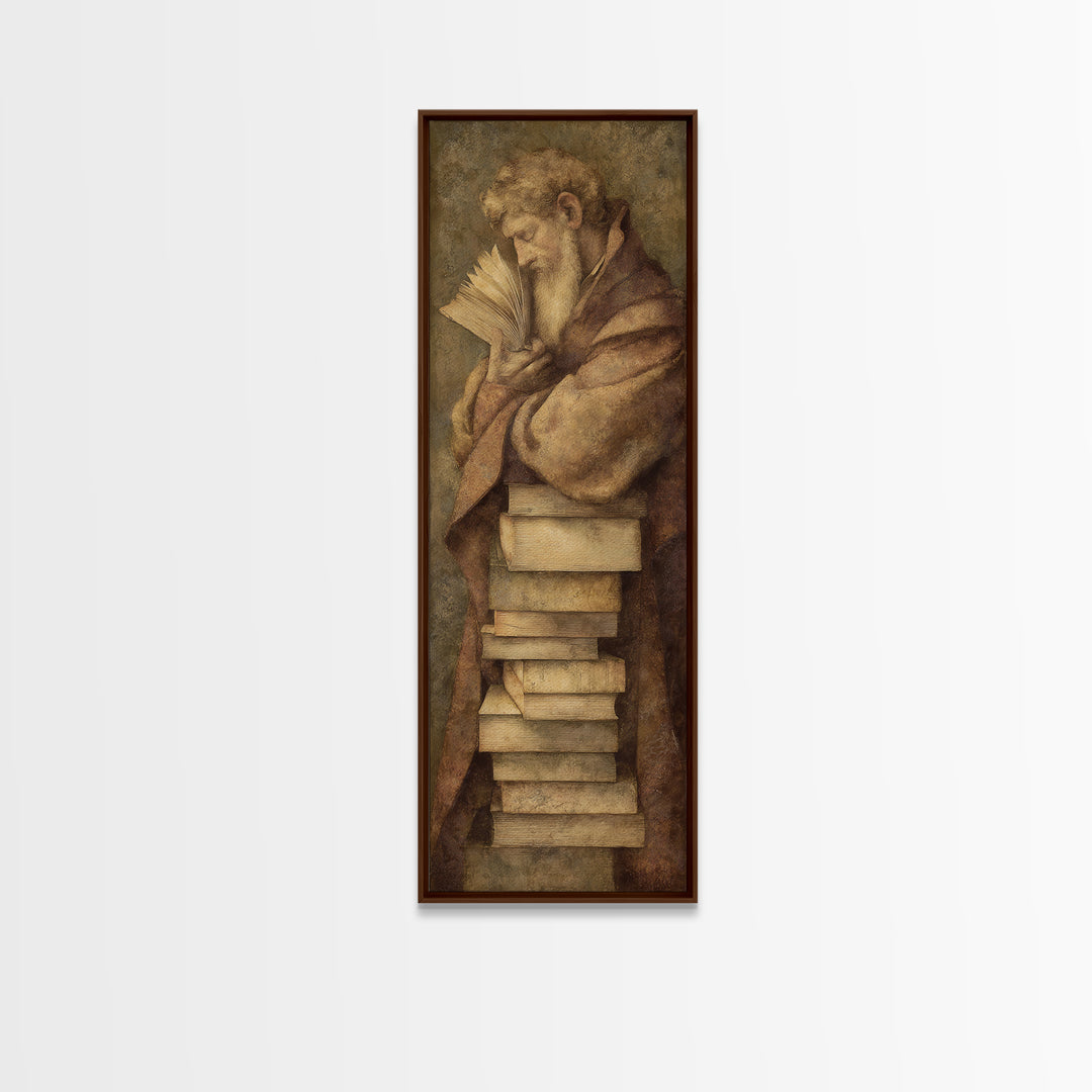 Renaissance Scholar Portrait Canvas Print, Bookstore Art, Bookish Decor, Bookstore Decor, Fine Art, Literary, Urban Wall Art, BOO-1x3-59