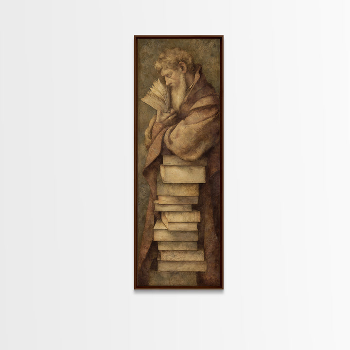 Renaissance Scholar Portrait Canvas Print, Bookstore Art, Bookish Decor, Bookstore Decor, Fine Art, Literary, Urban Wall Art, BOO-1x3-59
