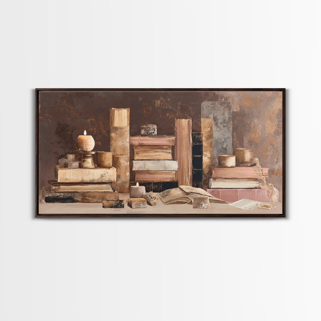 Book Cover Abstract Framed Canvas Print, Bookstore Art, Modern Decor, Bookstore Decor, Fine Art, Literary, Art Print, BOO-2x1-27