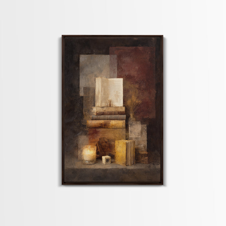 Book Cover Abstract Framed Canvas Print, Bookstore Art, Digital Wall Art, Bookstore Decor, Abstract Art, Literary, Office Art, BOO-2x3-63