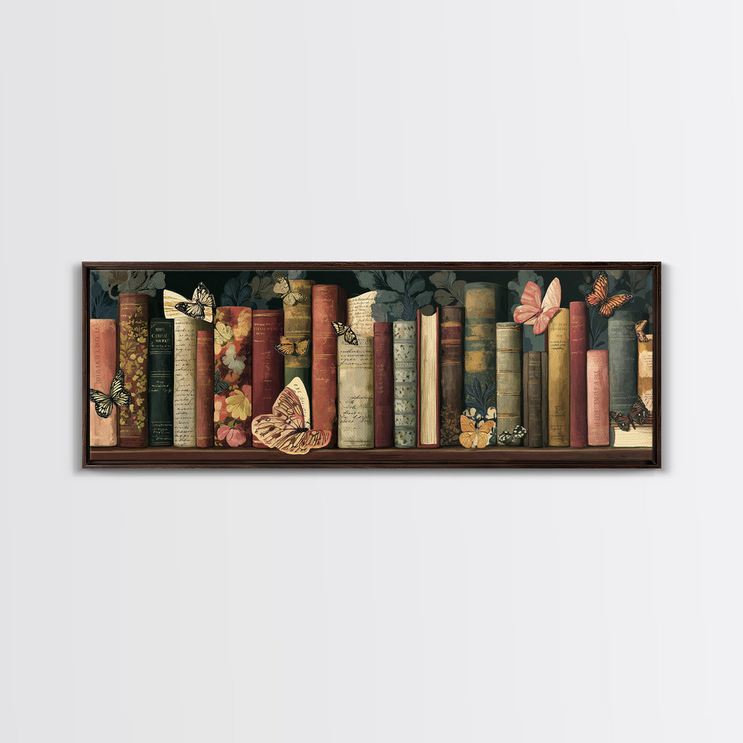 Open Book Releasing Painted Butterflies Canvas Print, Bookstore Art, Feminine Wall Art, Bookstore Decor, Fine Art, Literary, BOO-3x1-20