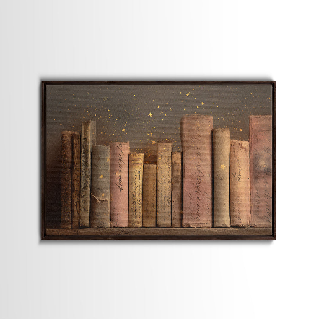 Moonlit Book with Tiny Stars Rising Canvas Print, Bookstore Art, Wall Decor, Bookstore Decor, Fine Art, Literary, Home Decor, BOO-3x2-68