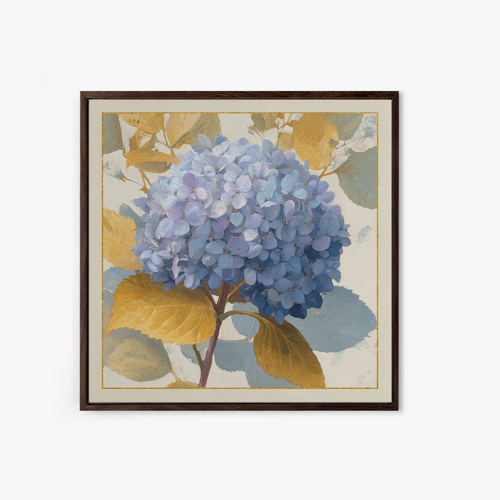Blue Hydrangea Cluster Framed Canvas Print, Botanical Art, Modern Wall Art, Living Room Decor, Fine Art, Botanic, BOT-1x1-42