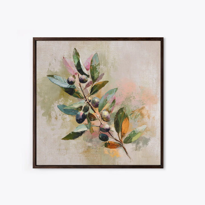 Single Olive Branch Canvas Print, Botanical Art, Living Room Wall Art, Living Room Decor, Fine Art, Botanic, Contemporary Art, BOT-1x1-55
